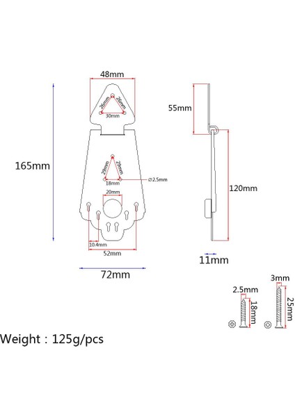 Metal Gitar Köprüsü W / M3 M2.5 Vidalar Elektro Gitar Siyah 165X72MM Için Set (Yurt Dışından)