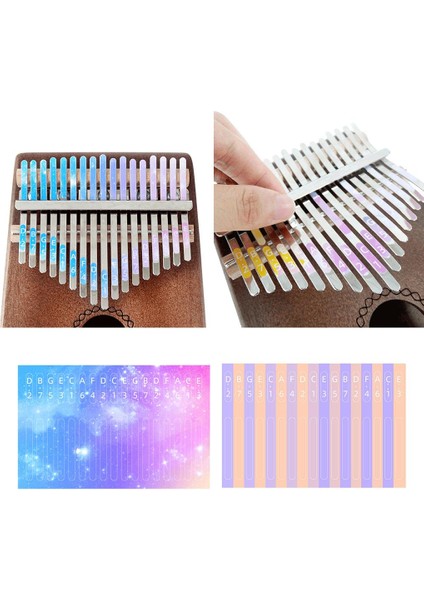 Afrika Kalimba Ölçekli Not Anahtar Logo Sticker Parçaları Acemi Öğrenci Yıldızlı Gökyüzü Için (Yurt Dışından) modelleri