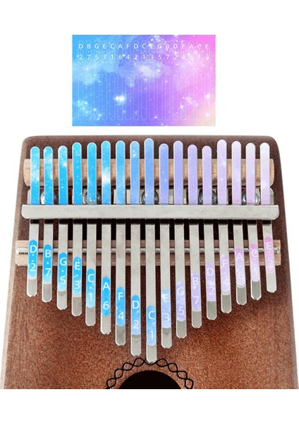 Afrika Kalimba Ölçekli Not Anahtar Logo Sticker Parçaları Acemi Öğrenci Yıldızlı Gökyüzü Için (Yurt Dışından) fırsatları