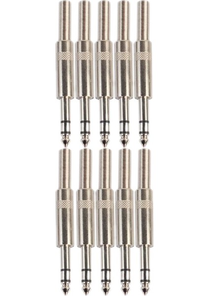 10 Adet 6.35MM Trs Stereo Ses Adaptörleri Xlr Kablo Konektörleri Gümüş (Yurt Dışından)