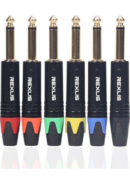 6pcs 1/4 Inç 6.35MM Mono Mikrofon Tapası Gitar Ses Kablosu Konektörleri (Yurt Dışından)