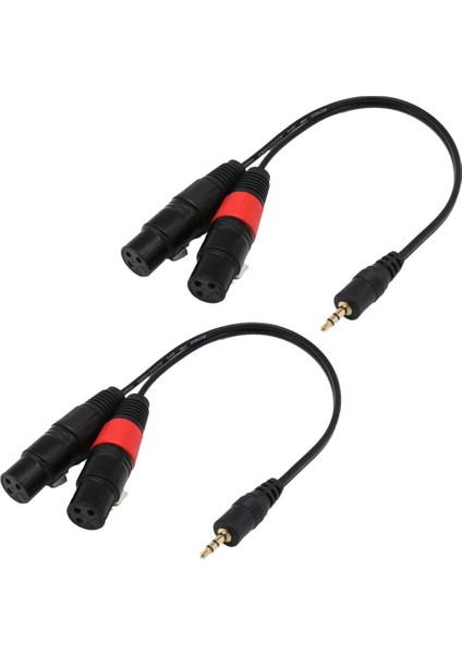 2x 1ft 1/8 "3,5mm Erkek Stereo Trs Sesli Fişi Çift 2 Dişi 3pin Xlr Kablosu (Yurt Dışından)