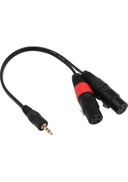 2x 1ft 1/8 "3,5mm Erkek Stereo Trs Sesli Fişi Çift 2 Dişi 3pin Xlr Kablosu (Yurt Dışından)