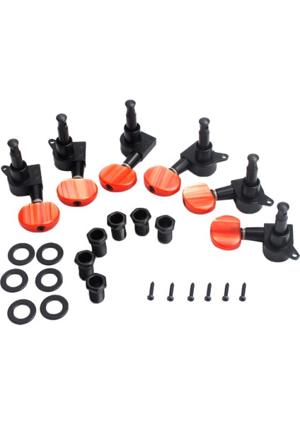 6 Adet 3L3R Dize Tuning Pegs Tuşları Akustik Gitar Parçaları Için Kırmızı Düğmeli (Yurt Dışından)