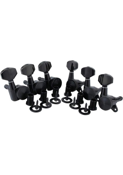 6x Gitar Dize Tuning Pegs Makine Dişli Oranı 1:18 Elektro Gitar Siyah Için 6r (Yurt Dışından)
