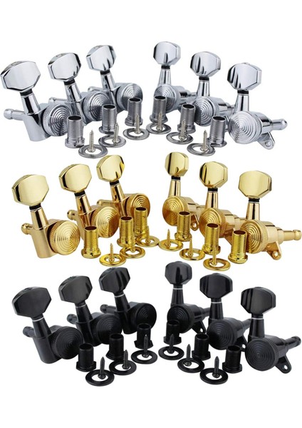 6x Gitar Dize Tuning Pegs Makine Dişli Oranı 1:18 Elektro Gitar Siyah Için 6r (Yurt Dışından) fırsatları