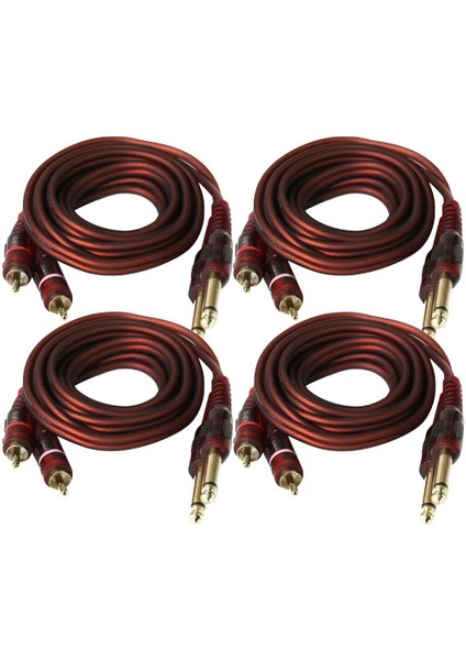 4 Adet 5ft 6.35MM 1/4inch Fiş Erkek - Çift 2 Rca Erkek Fişleri Ses Kablosu (Yurt Dışından)