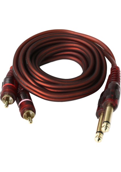 4x 5ft 6.35MM 1/4 Inç Mono Fiş 2 Rca Erkek Ekranlı Ses Kablosu (Yurt Dışından) fiyatları