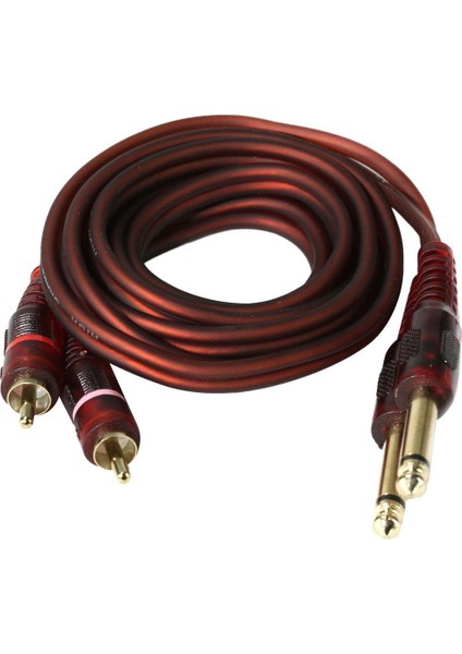 4x 5ft 6.35MM 1/4 Inç Mono Fiş 2 Rca Erkek Ekranlı Ses Kablosu (Yurt Dışından) fırsatları