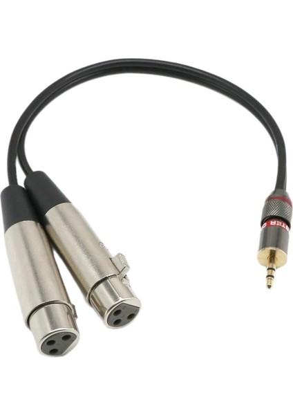 2x 3.5mm Stereo Mono Erkek Xlr-Çift Kadın Mikrofon Ses Kablosu, 1 Metrelik (Yurt Dışından)