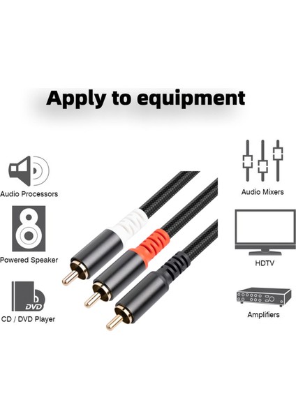 Rca Erkek - 2rca Erkek Ses Kablosu Y Adaptör Splitter Stereo Kordon Ev Ses Için 5m (Yurt Dışından)