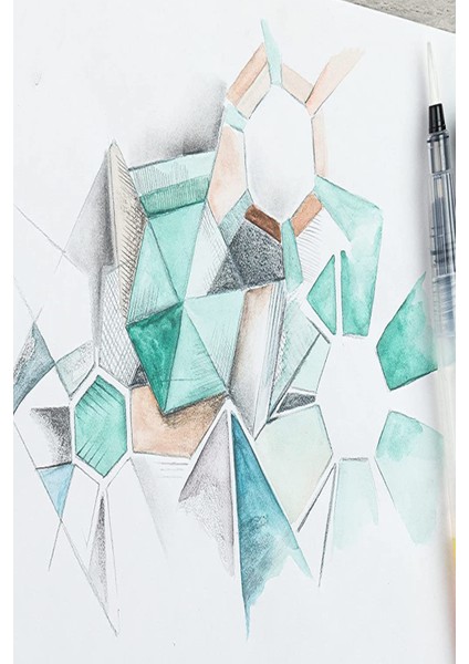 Canson Montval 18X25CM300GR 12 Cretacolor6'lı Aquarell Sulandırılabilir Fırçalı Rulo Kalemlik Seti