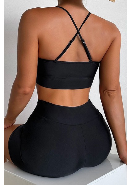 Sırtı Çapraz Şık Tankini Bikini Üstü