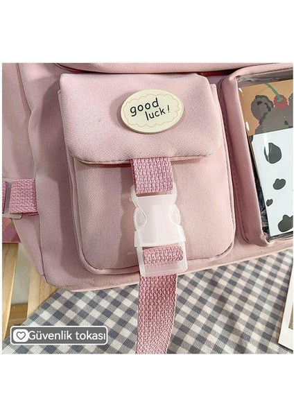 Lise Kız Sırt Çantası Okul Çantaları Kızlar Multipockets Kawaii Sırt Çantası ile 2 Ayı Bebek Genç Için (Yurt Dışından)