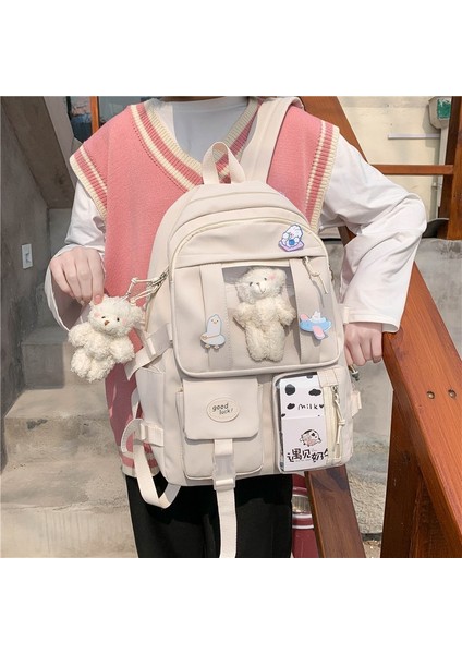 Lise Kız Sırt Çantası Okul Çantaları Kızlar Multipockets Kawaii Sırt Çantası ile 2 Ayı Bebek Genç Için (Yurt Dışından) fiyatları