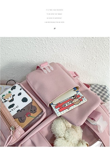 Lise Kız Sırt Çantası Okul Çantaları Kızlar Multipockets Kawaii Sırt Çantası ile 2 Ayı Bebek Genç Için (Yurt Dışından) indirimleri