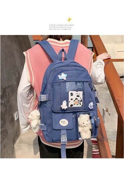 Lise Kız Sırt Çantası Okul Çantaları Kızlar Multipockets Kawaii Sırt Çantası ile 2 Ayı Bebek Genç Için (Yurt Dışından) fırsatları