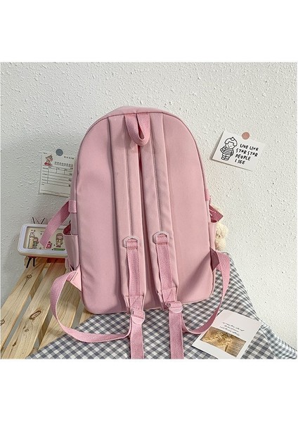Lise Kız Sırt Çantası Okul Çantaları Kızlar Multipockets Kawaii Sırt Çantası ile 2 Ayı Bebek Genç Için (Yurt Dışından) indirimleri