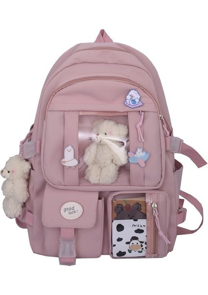 Lise Kız Sırt Çantası Okul Çantaları Kızlar Multipockets Kawaii Sırt Çantası ile 2 Ayı Bebek Genç Için (Yurt Dışından)