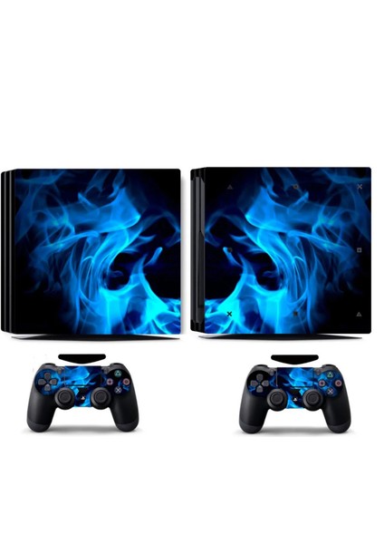 Blue Fire Playstation 4 Pro Full Sticker Kaplama