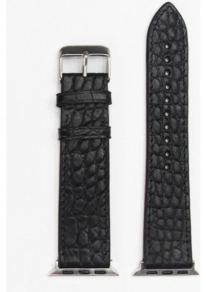 Apple Watch Kordon Siyah Croccodile 38-40-41 mm Uyumlu