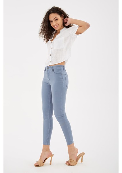Streç Pamuklu Yüksek Bel Skinny Fit Pantolon Bayan Pantolon 23Y0034K1 fiyatları