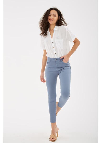 Streç Pamuklu Yüksek Bel Skinny Fit Pantolon Bayan Pantolon 23Y0034K1 modelleri