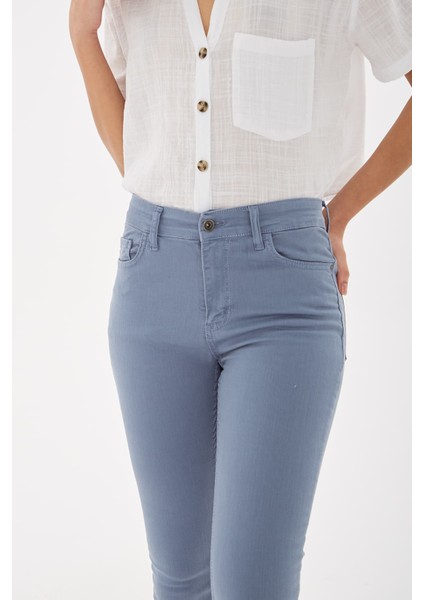 Streç Pamuklu Yüksek Bel Skinny Fit Pantolon Bayan Pantolon 23Y0034K1 indirimleri