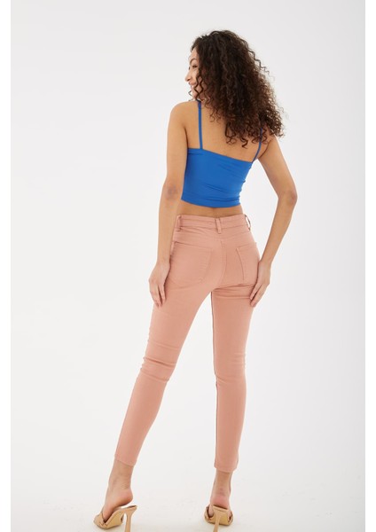 Streç Pamuklu Yüksek Bel Skinny Fit Pantolon Bayan Pantolon 23Y0034K1 fırsatları
