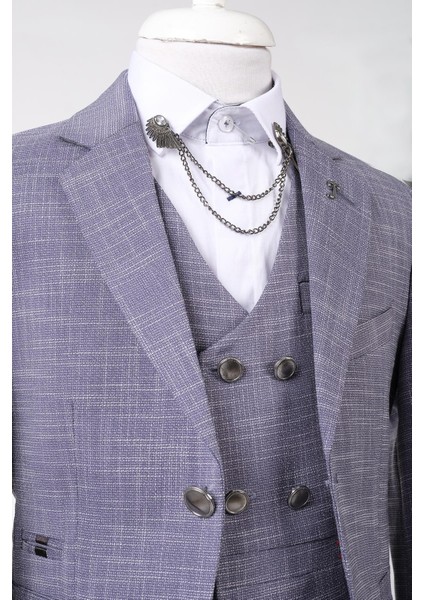 Slim Fit Erkek Çocuk Takım Elbise Üç Parça fırsatları