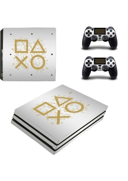 Gri Arkaplan Kol Düğmeleri Playstation 4 Pro Full Sticker Kaplama