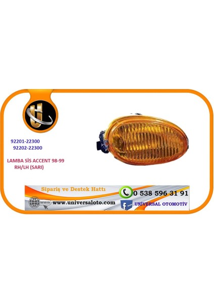 Sis Lambası Sağ Accent 1998-1999 (Sarı) / 92202-22300