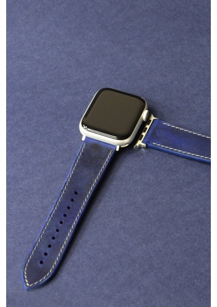 Apple Watch Kordon Deri Crazy Saks Mavi 42-44-45 mm Uyumlu fiyatları