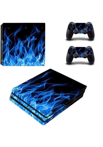 Mavi Alevler Playstation 4 Pro Full Sticker Kaplama