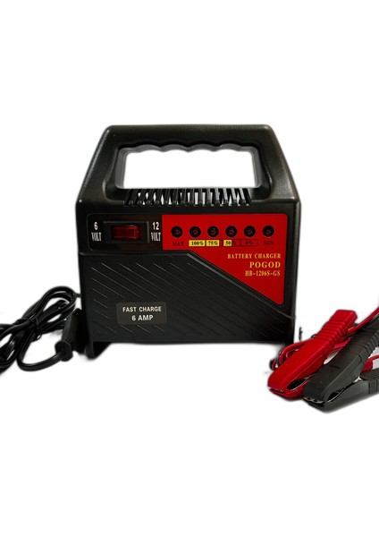 6 Volt - 12 Volt 6 Amper Ledli Göstergeli Akü Şarj Cihazı