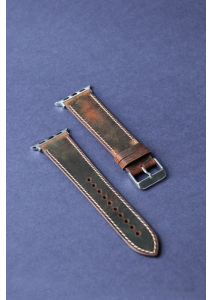 Apple Watch Kordon Deri Crazy Kahverengi 42-44-45 mm Uyumlu fiyatları