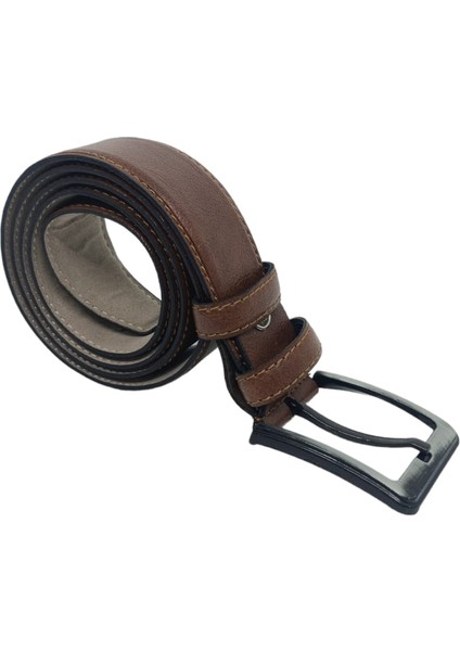 Erkek Taba Klasik 3,5 cm Suni Deri Kemer