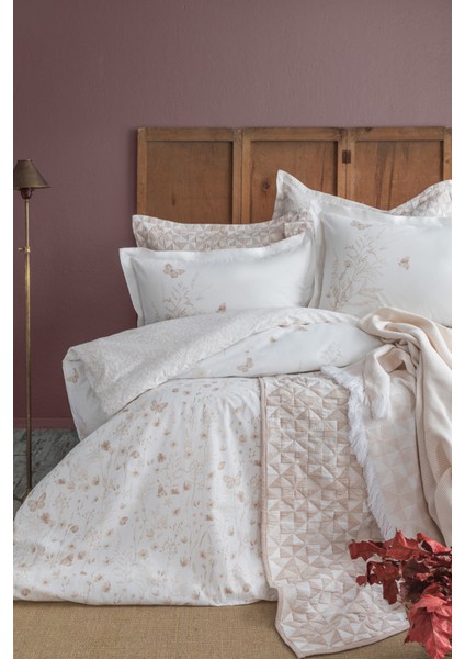 Liberty Linen Çift Kişilik %100 Pamuk Nevresim Takımı ve Battaniye-Yatak Örtüsü Seti