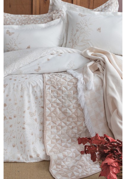 Liberty Linen Çift Kişilik %100 Pamuk Nevresim Takımı ve Battaniye-Yatak Örtüsü Seti