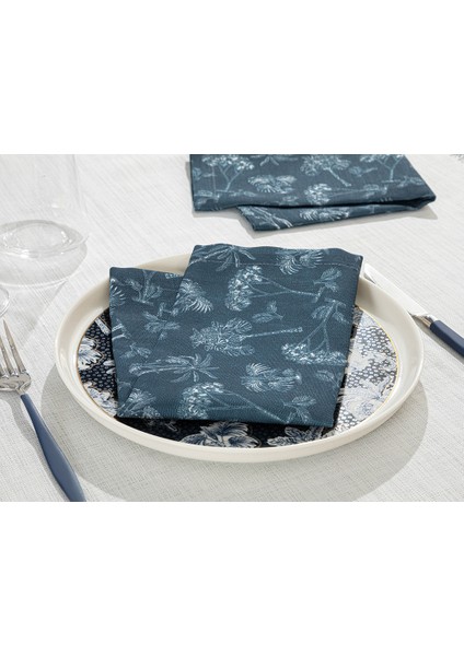 Toile Plants Polyester Misafir Peçetesi 40 x 40 Koyu Lacivert fiyatları