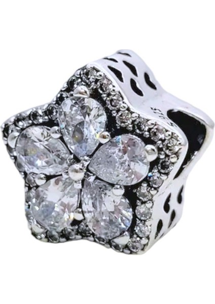 Işıltılı Beş Yapraklı Çiçek Charm | 925 Ayar Gümüş