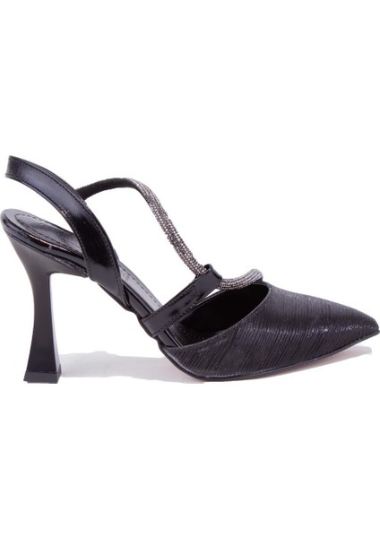 DZA07-396155 Siyah Simli Abiye Topuklu Kadın Ayakkabı fiyatları