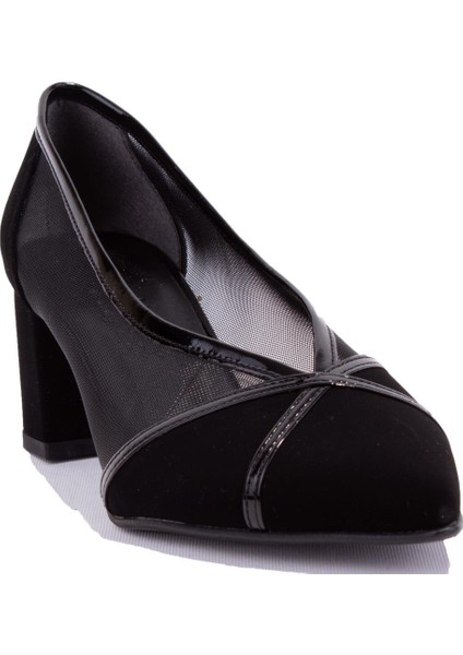 DZA07-2682009 Siyah Süet Klasik Topuklu Kadın Ayakkabı