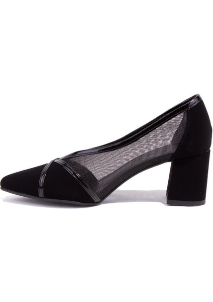 DZA07-2682009 Siyah Süet Klasik Topuklu Kadın Ayakkabı modelleri