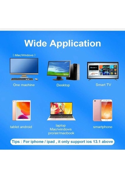 Apple iPad 2 3 4 Uyumlu Mouse Bluetooth Wireless Şarj Edilebilir Fare 2.4g