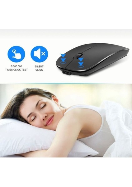 Apple iPad 2 3 4 Uyumlu Mouse Bluetooth Wireless Şarj Edilebilir Fare 2.4g