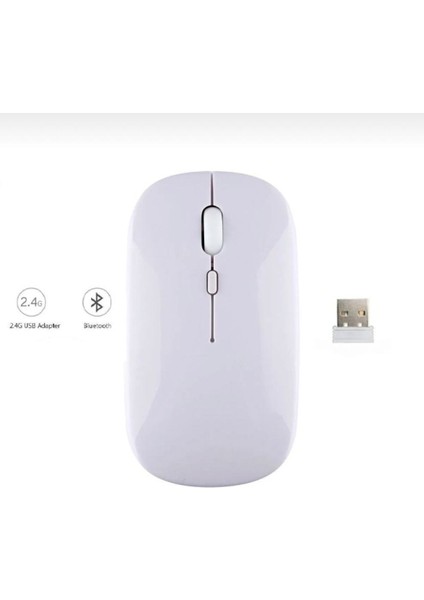 Apple iPad 2 3 4 Uyumlu Mouse Bluetooth Wireless Şarj Edilebilir Fare 2.4g