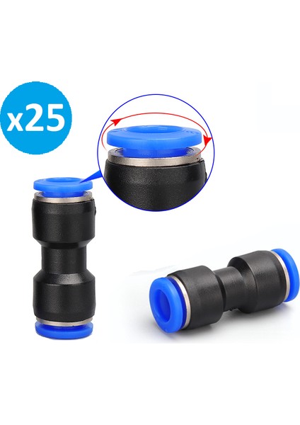 Pnömatik Düz Nipel 8 mm Paket 25 Adet