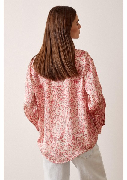 V Yaka Desenli Saten Gömlek fiyatları