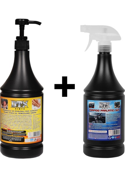 Ponza'lı (Talaşlı) El Temizleme Kremi ( Sabunu) 1 kg & Torpido Parlatıcı Süt 500 ml